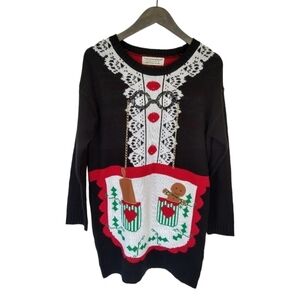 Tiara International Christmas Collection Sweater Grandmas Apron Glasses size L
